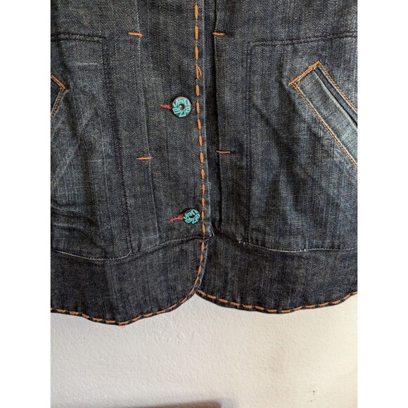 Venezia Womens Jacket Blue Dark Denim Stitch Buttons Pockets Stretch Size 18/20 - Picture 5 of 8